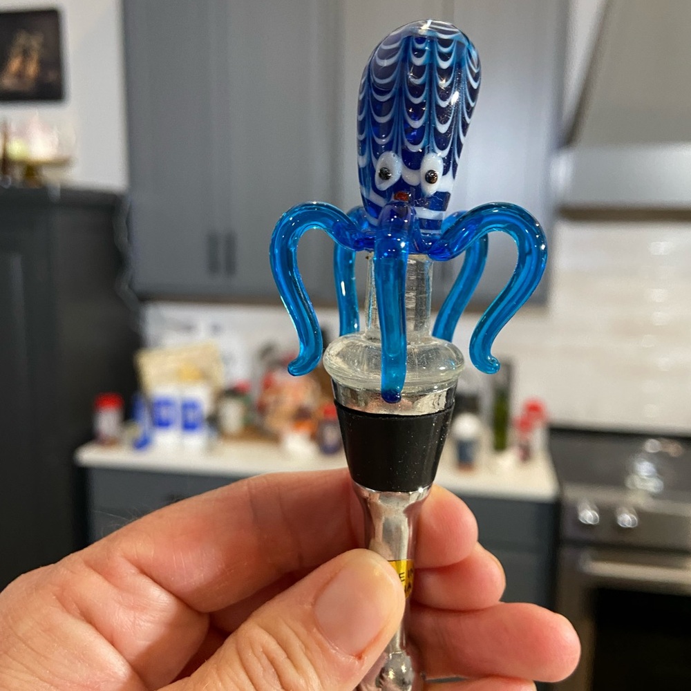 LSArts Blue Glass Octopus Bottle Stopper